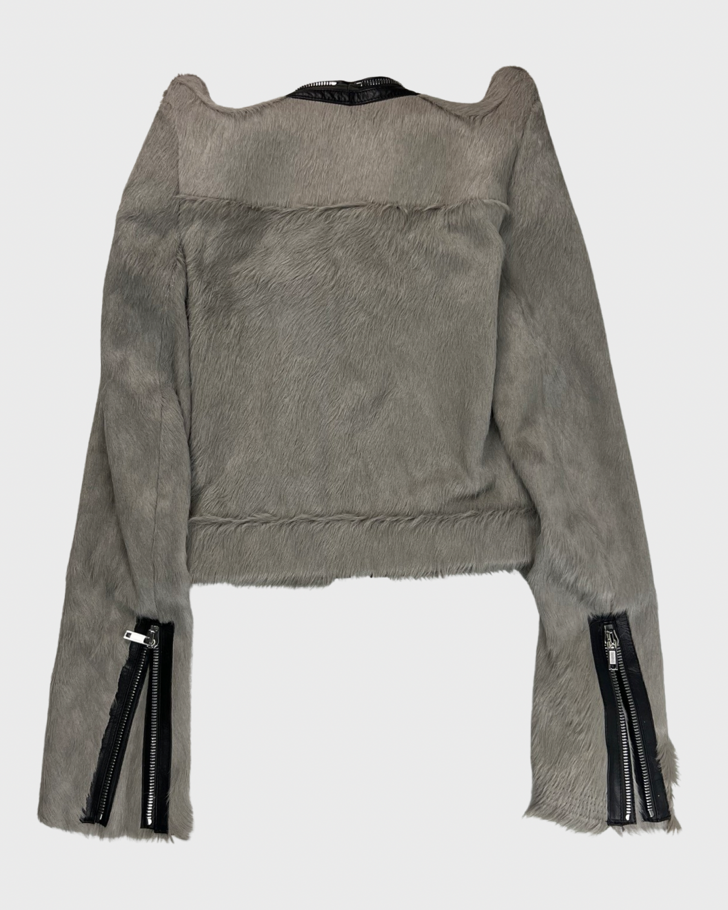 Rick Owens AW22 horned shoulders Klaus jacket grey ponyhair SZ:40