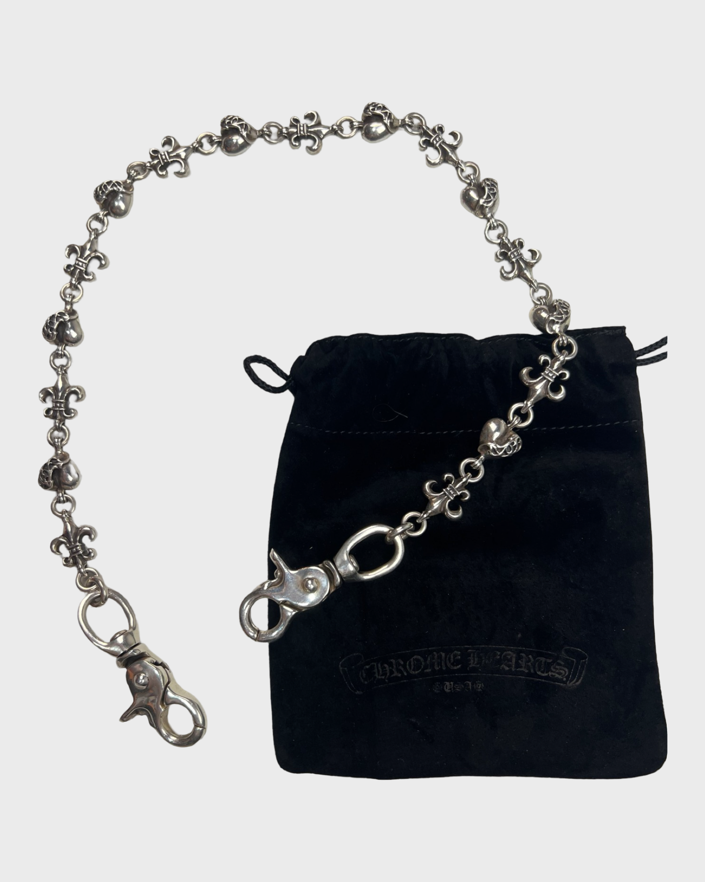 Chrome Hearts Hearts + Fleur de lis Wallet Chain double clasp SZ:OS