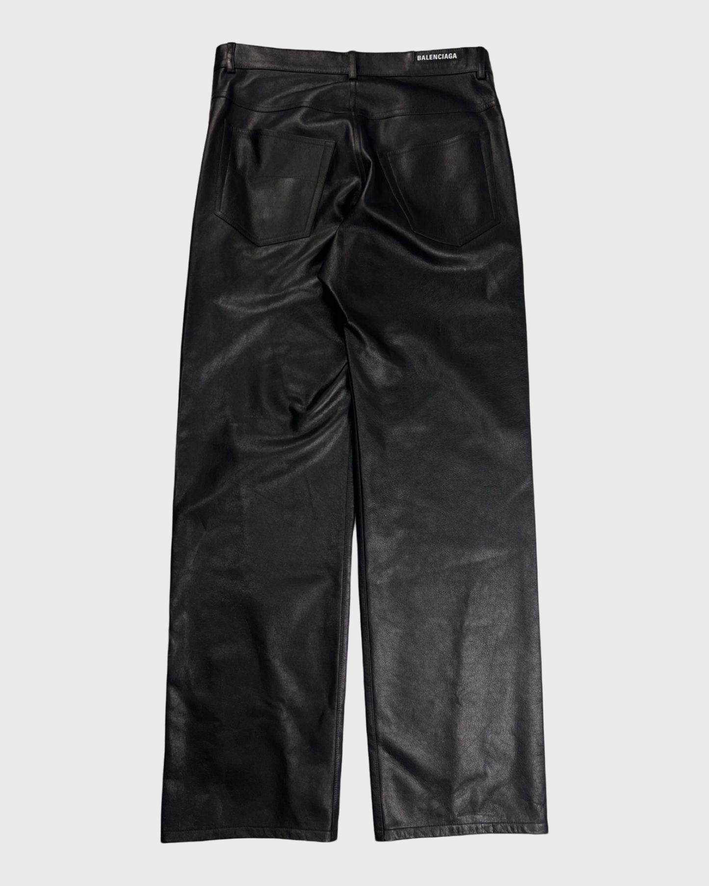 Balenciaga AW22 baggy Leather Pants Black SZ:M