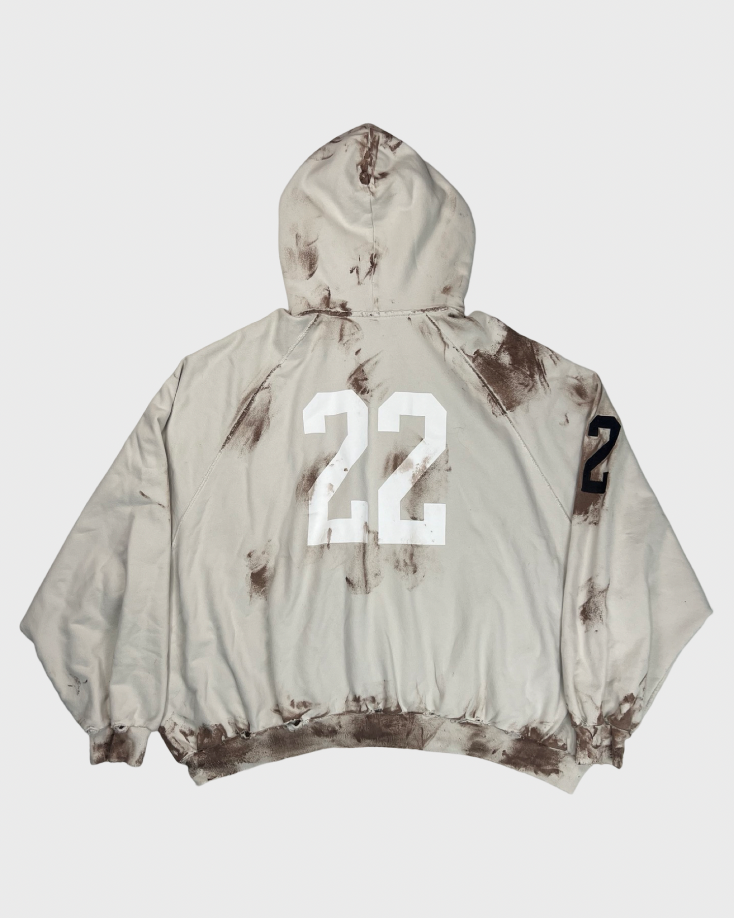 Balenciaga 1of1 sample dirty distressed muddy polo zip up hoodie in white with brown mudstains SZ:3