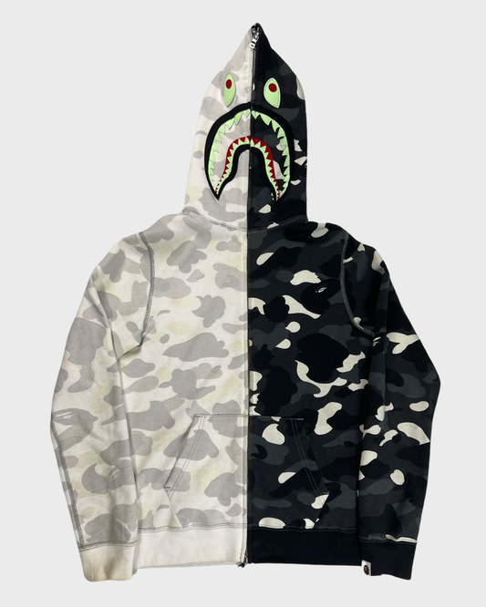 BAPE A Bathing Ape glow in the dark split shark zip up Hoodie SZ:S