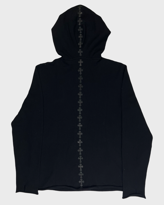 Chrome Hearts 1of1 cashmere half zip up Hoodie Black mini Cross Patched SZ:L