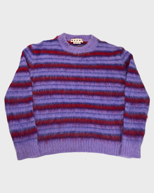 Marni fuzzy mohair Purple / Red knit Sweater SZ:50