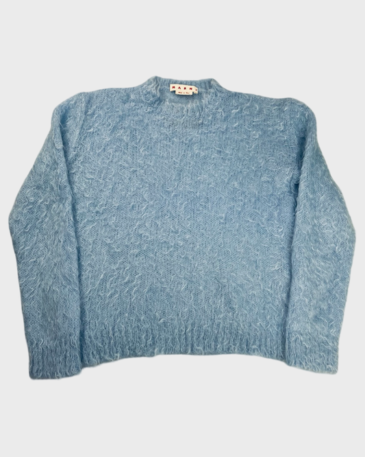 Marni Blue fuzzy knit mohair Sweater SZ:50