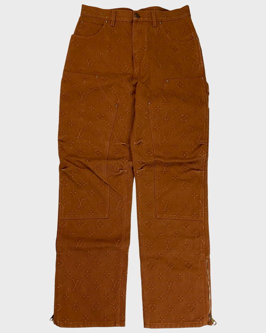 Louis Vuitton × Virgil Abloh AW21 Brown 3D monogram carpenter flared jeans SZ:W32