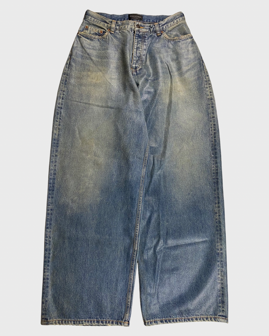 Balenciaga large bagy jeans in waxed blue SZ:XS