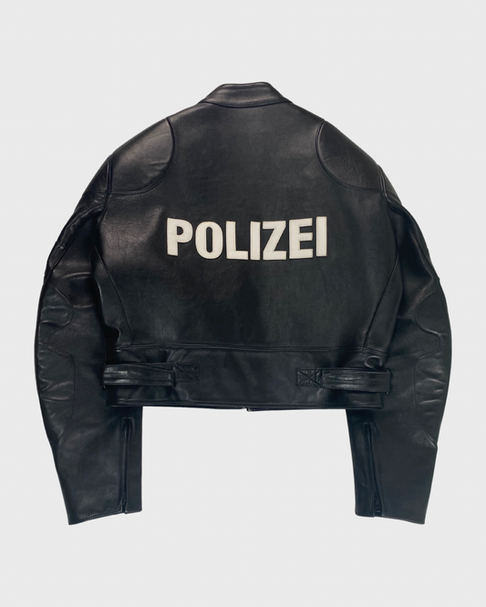 Vetements SS17 runway Polizei moto racing leather jacket in black SZ:S