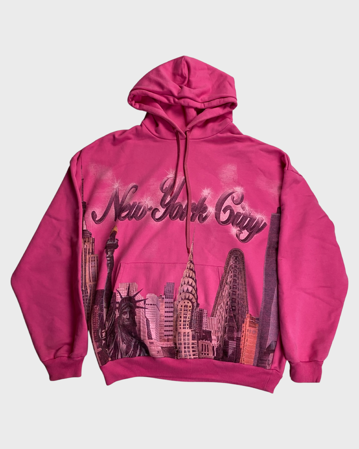 Balenciaga NYC pink airbrushed oversized hoodie SZ:XS|S|M