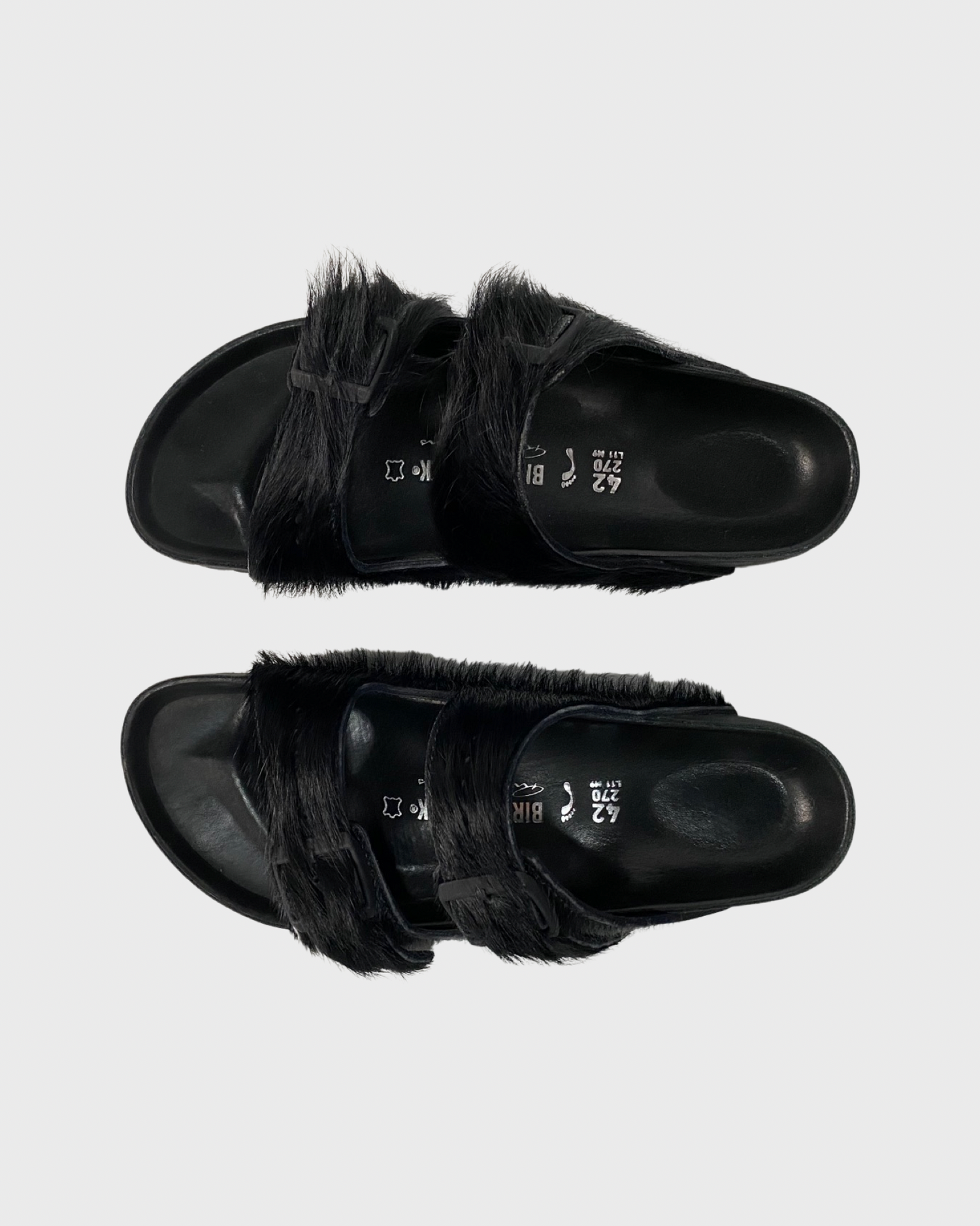 Rick Owens x Birkenstock Arizona fur sandals in black SZ 42