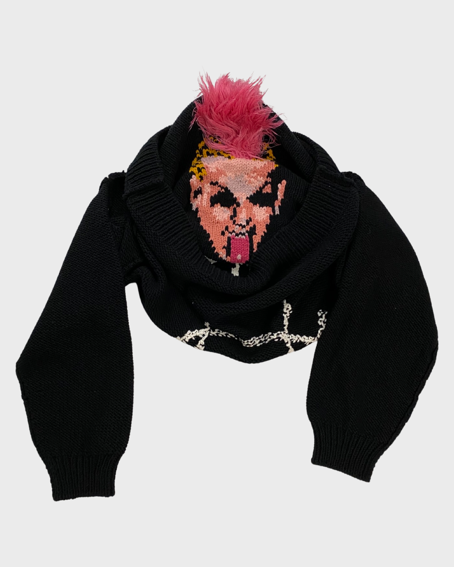 Doublet inside out surprise punk mask knit sweater SZ:M