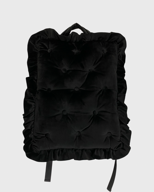 HBA velour / velvet pillow backpack in black SZ:OS