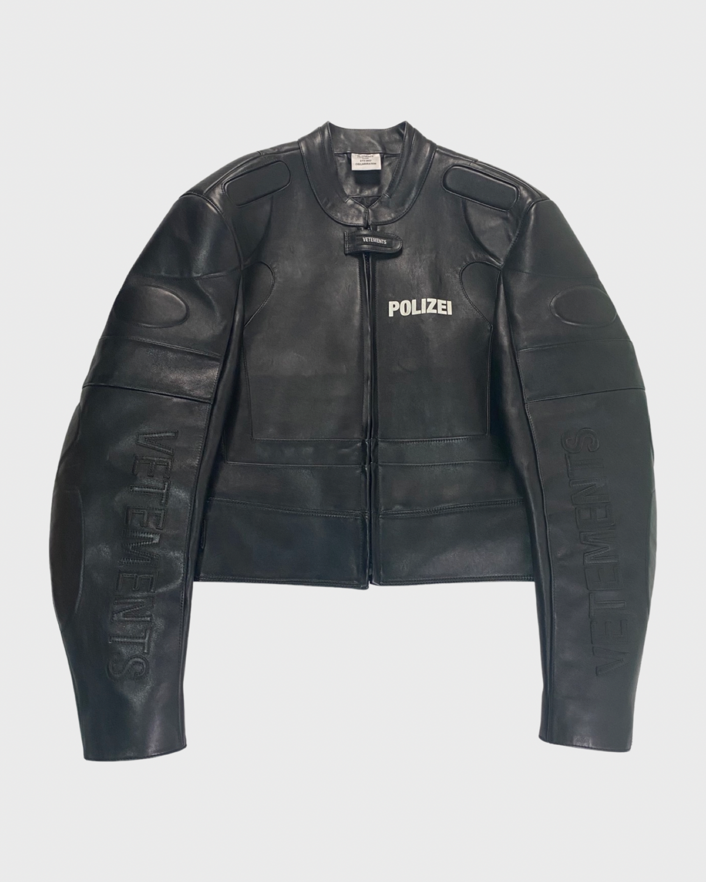 Vetements SS17 runway Polizei moto racing leather jacket in black SZ:L