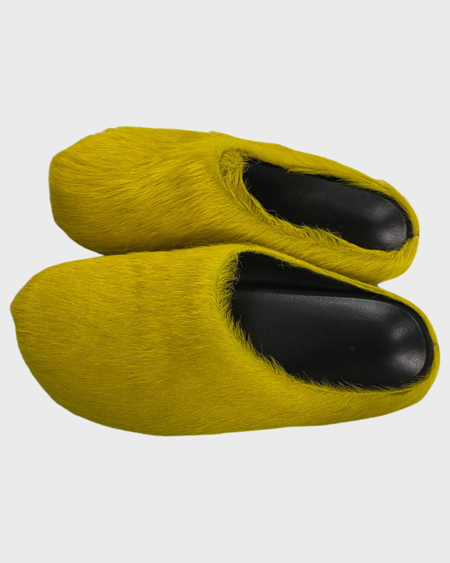 Marni sabot ponyhair furry sabot mules in lemon yellow SZ:41