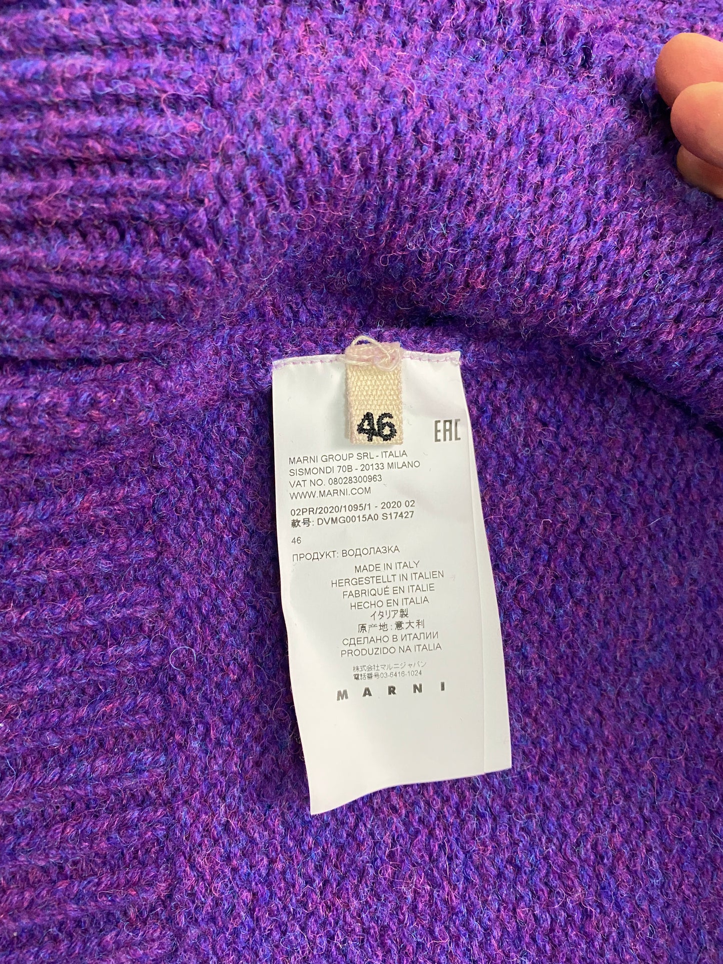 Marni distressed deconstructed sweater in purple SZ:46