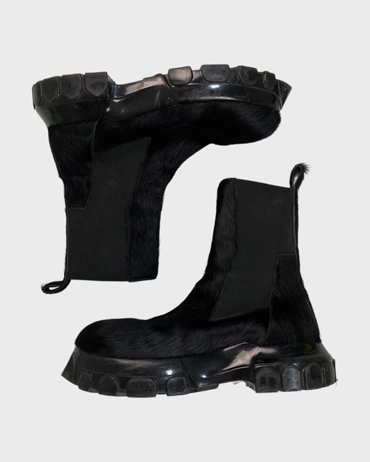 Rick Owens Pony hair bozo tractor boots SZ:44