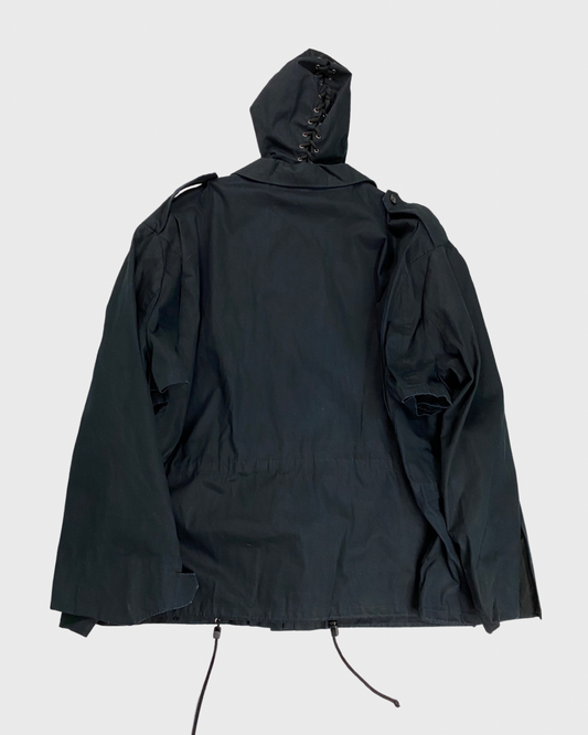 Vetements runway SS19 gimp mask parka in dark navy SZ:S