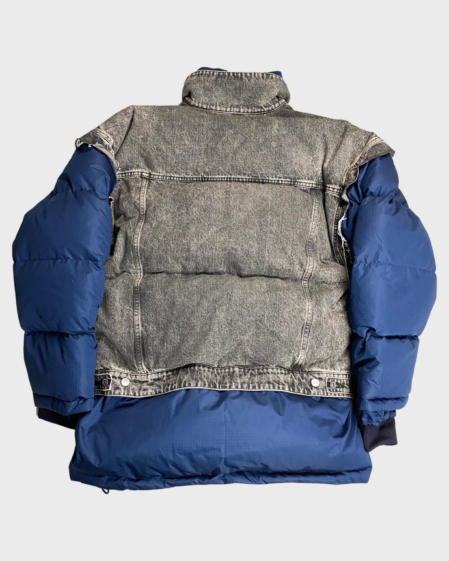 Balenciaga Down Puffer jacket in navy with grey jeans denim part SZ: S