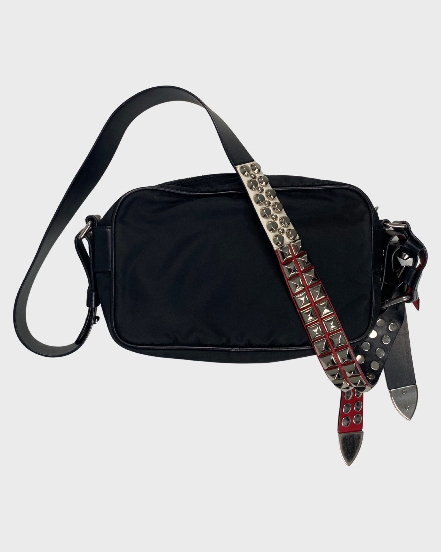 Prada AW18 Studded Rockstar Bag with red details SZ:OS