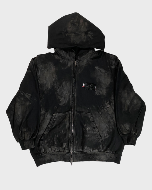 Balenciaga dirty gaffer taped mud zip up hoodie SZ:S