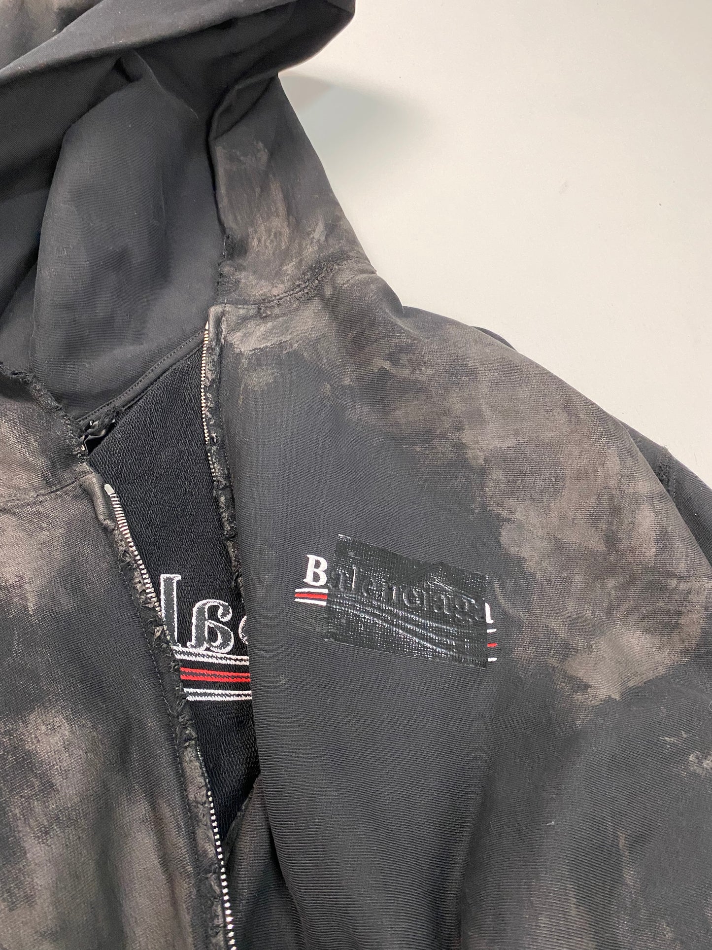 Balenciaga dirty gaffer taped mud zip up hoodie SZ:S