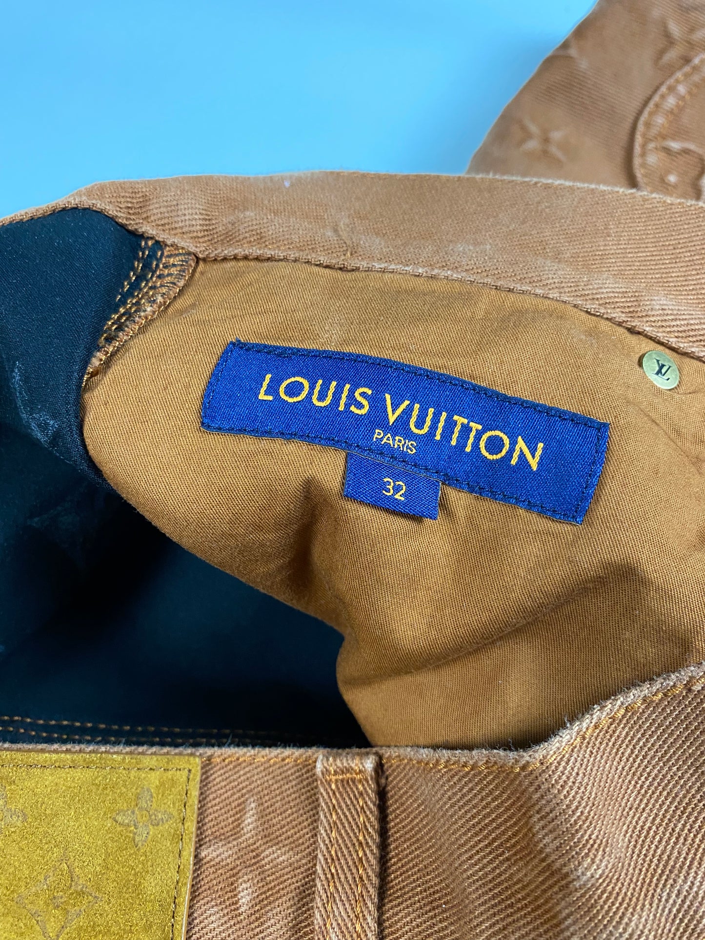 Louis Vuitton × Virgil Abloh AW21 Green 3D monogram carpenter flared jeans  SZ:W30