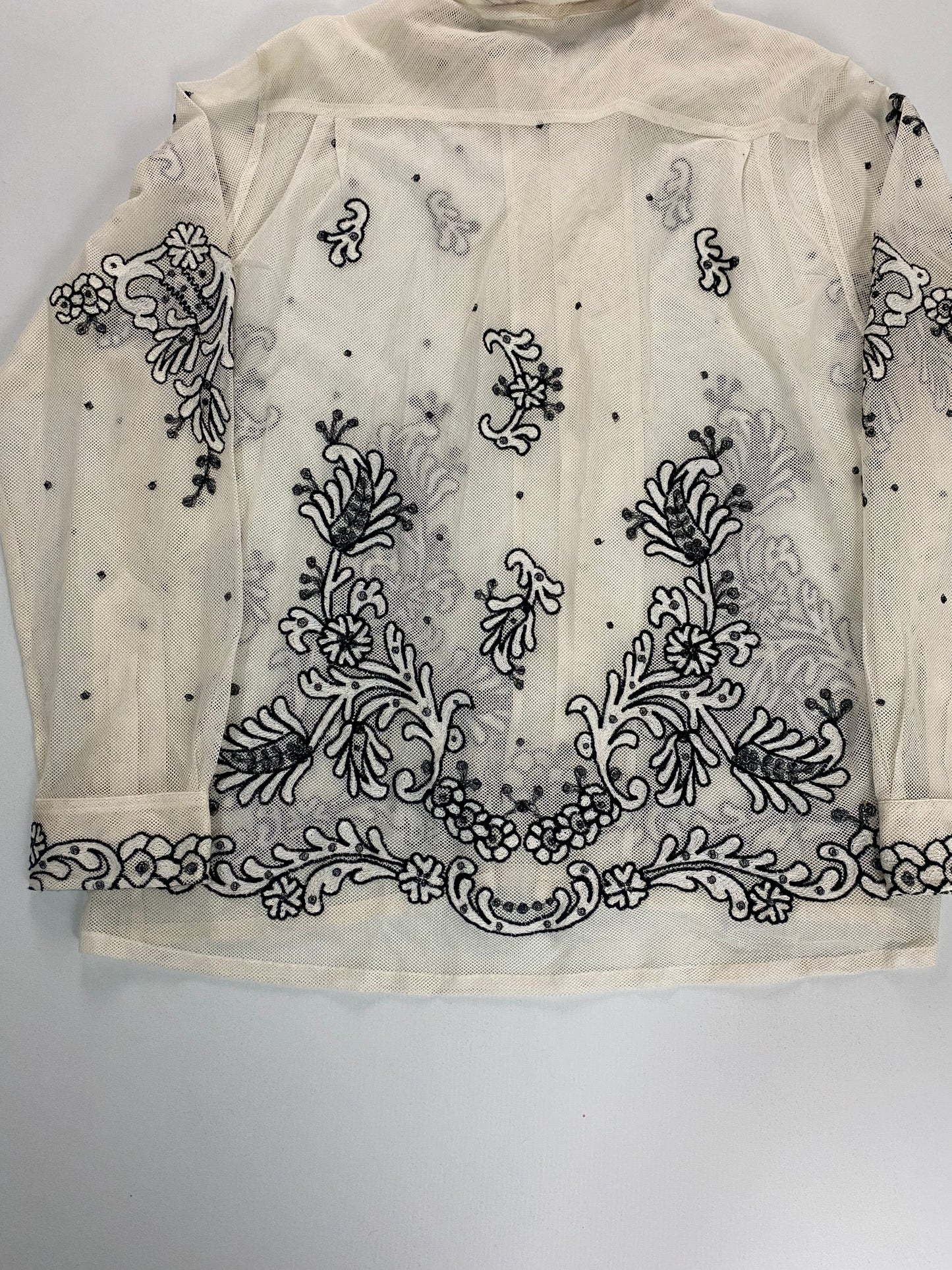 Bode floral transparent longsleeve button up shirt Creme white SZ:XL