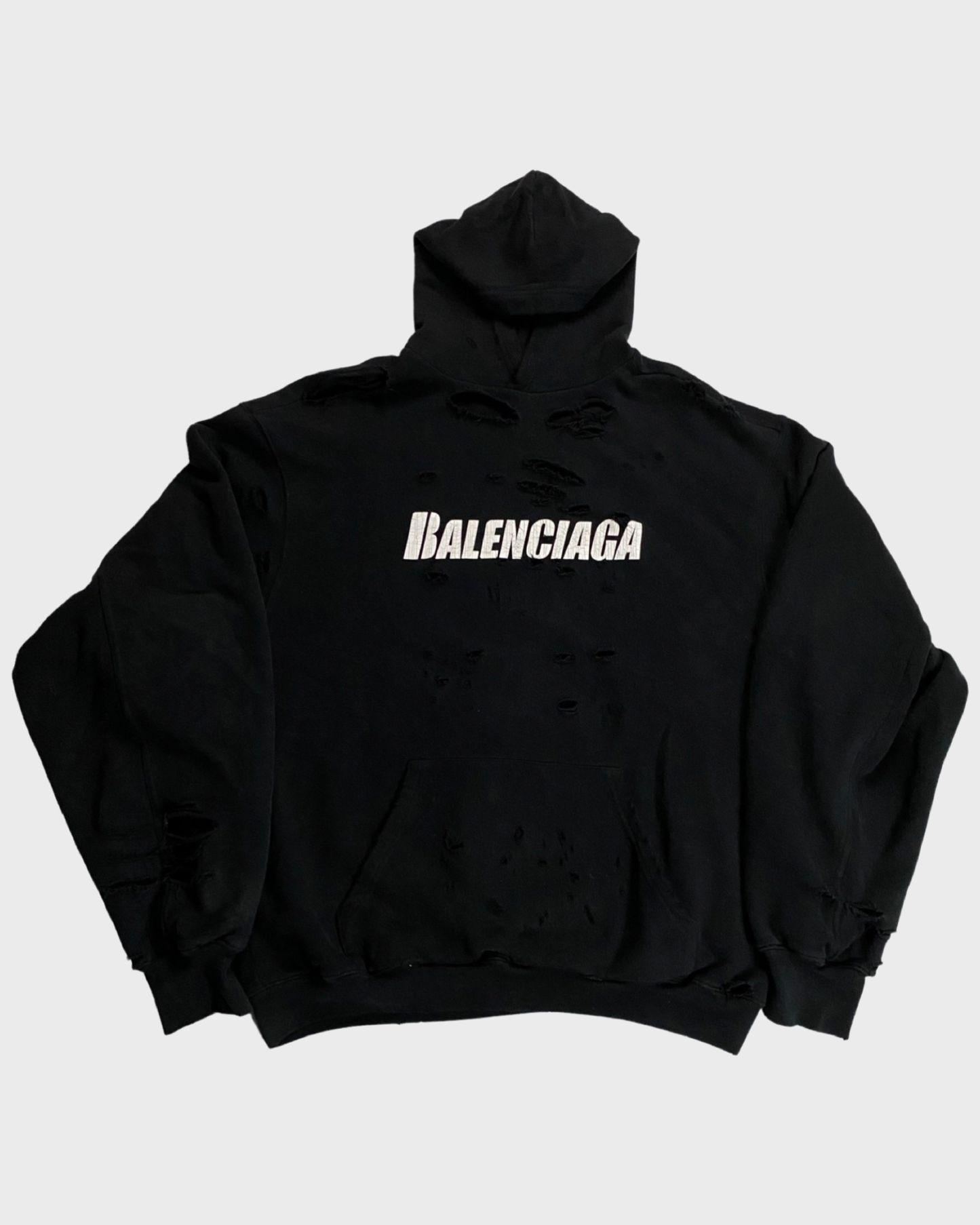 Balenciaga Destroyed logo hoodie in black Size:XXS