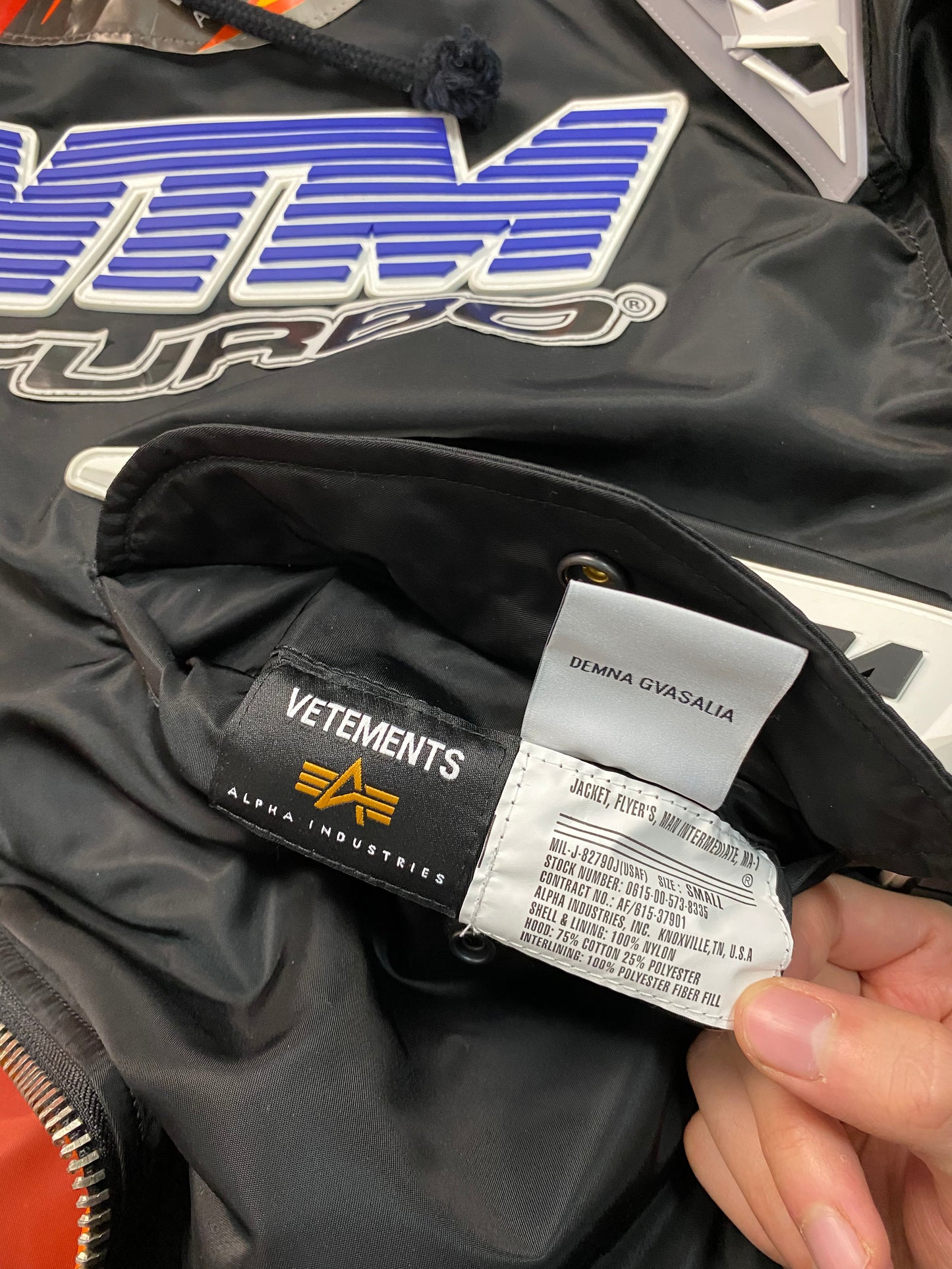 Vetements AW18 moto racing patches MA1 Bomberjacket SZ:S|M
