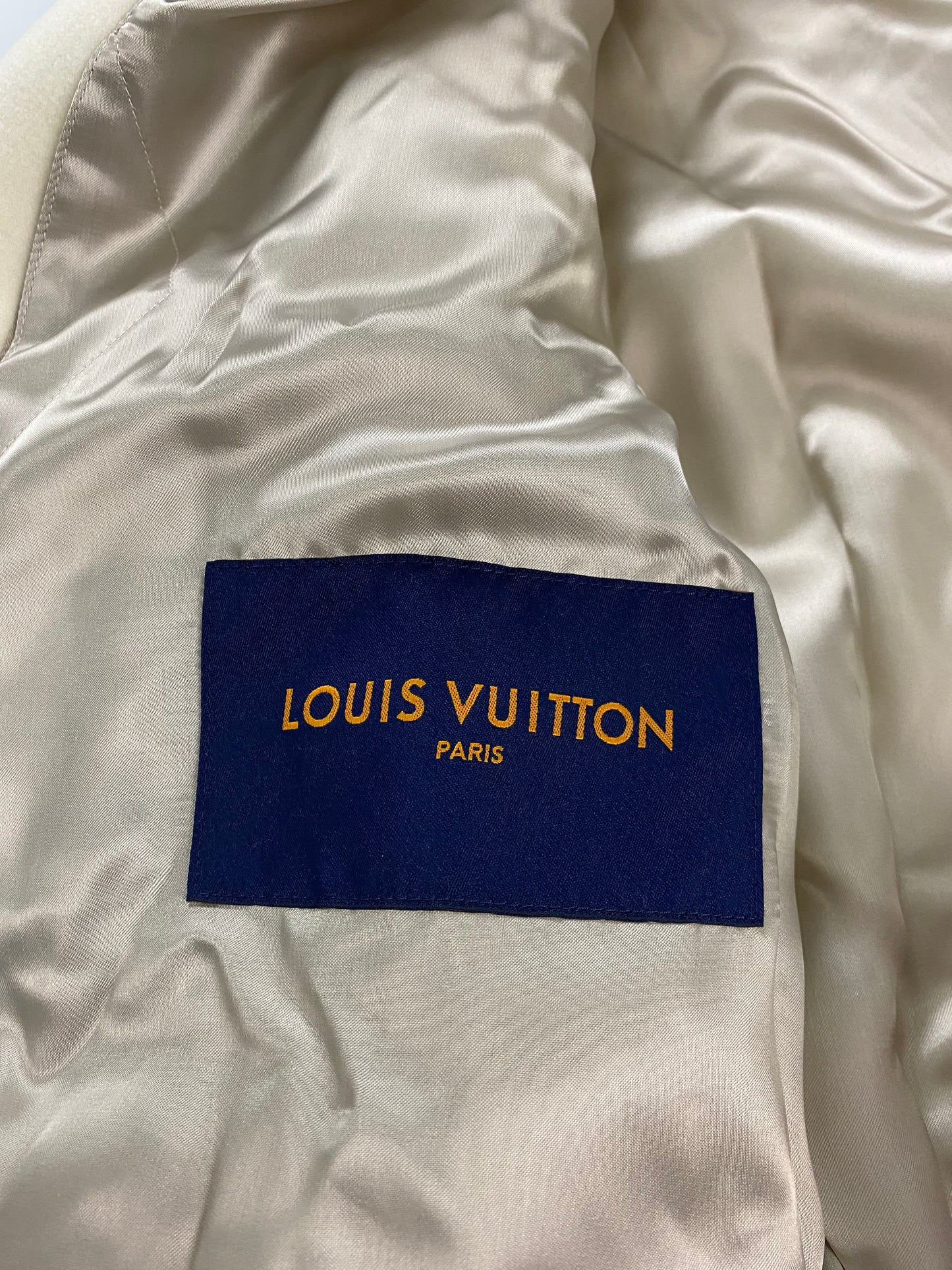 Louis Vuitton FW22 Cream Patched Bunny Varsity Jacket - Ākaibu Store