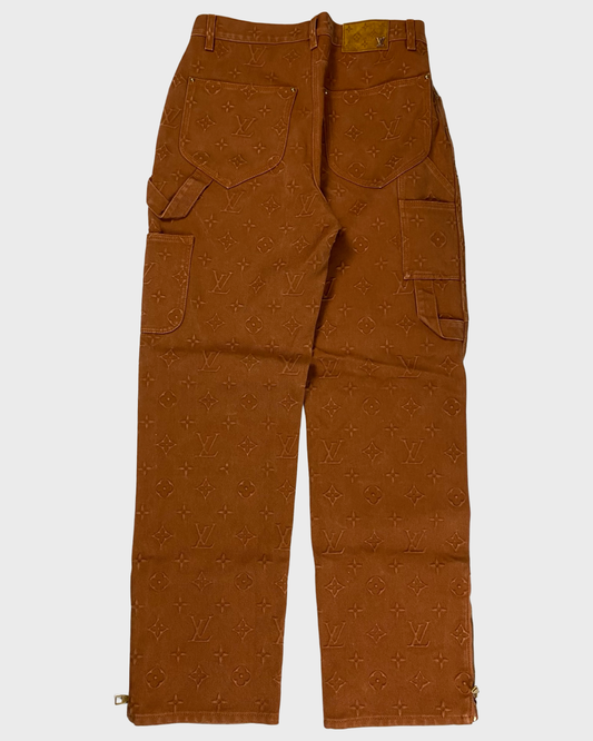 Louis Vuitton × Virgil Abloh AW21 Brown 3D monogram carpenter flared jeans SZ:W32