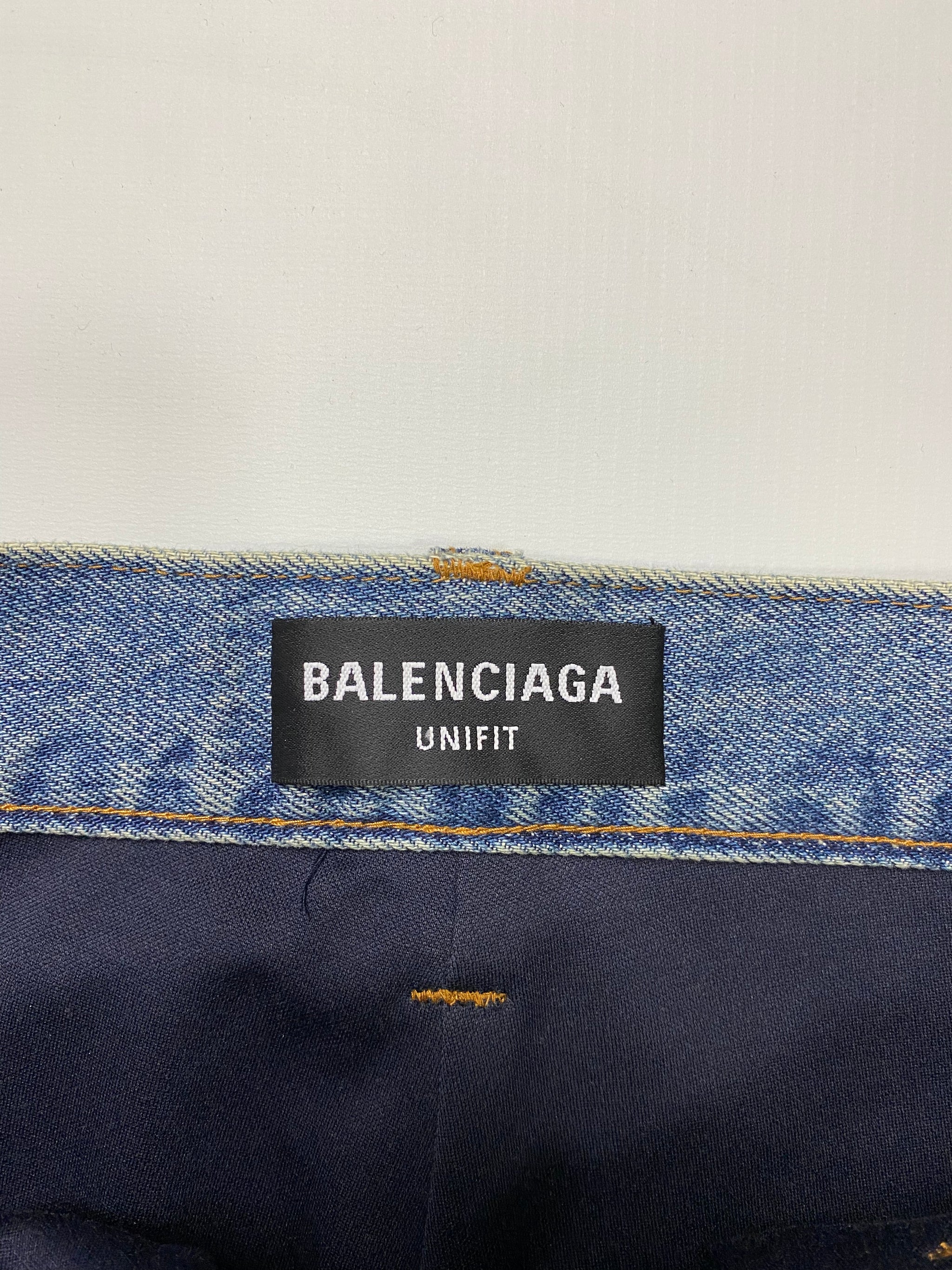 BALENCIAGA AW21 destroyed ripped layered baggy blue jeans SIZE:XS|S ...