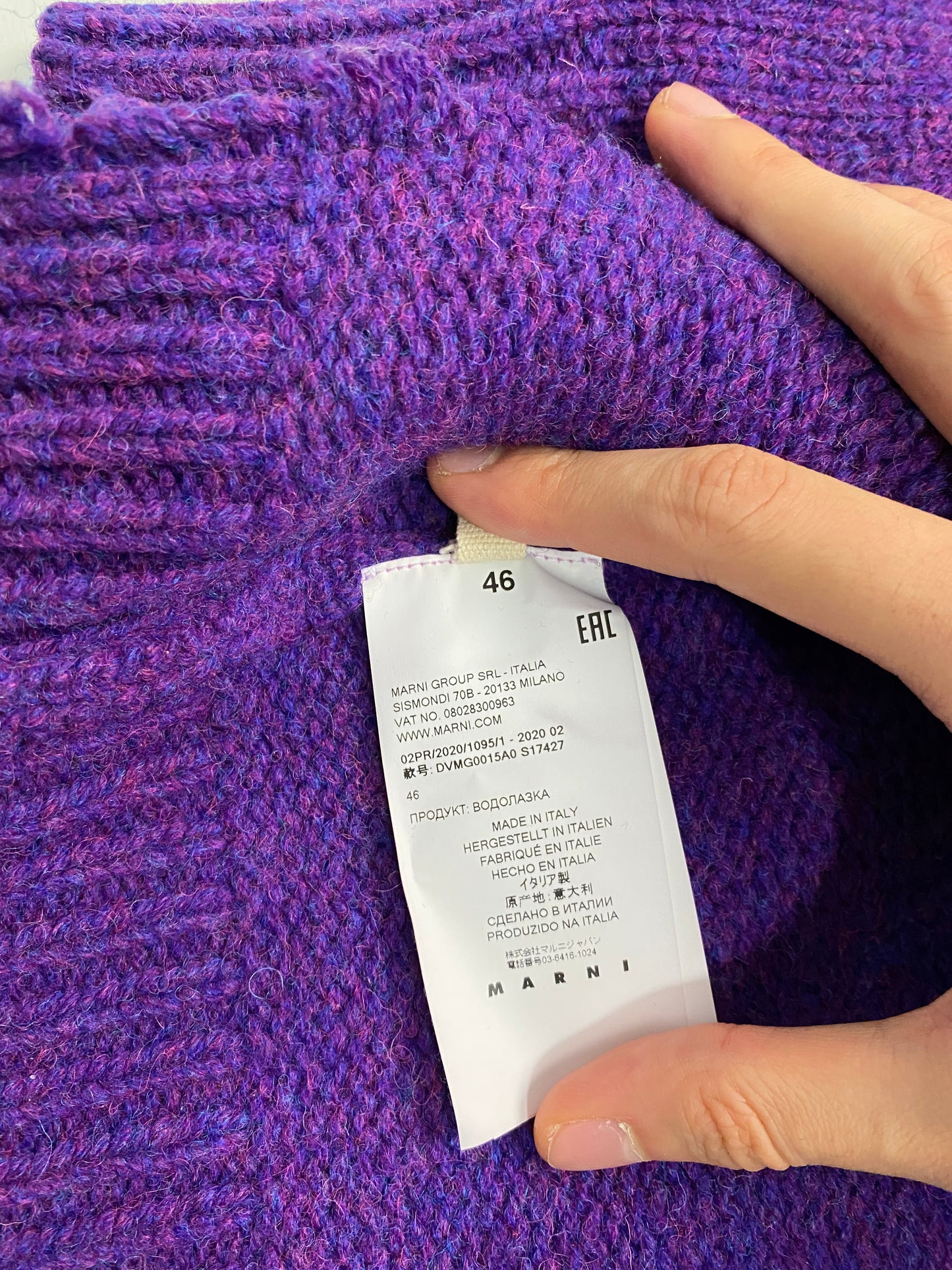 Marni distressed deconstructed sweater in purple SZ:46