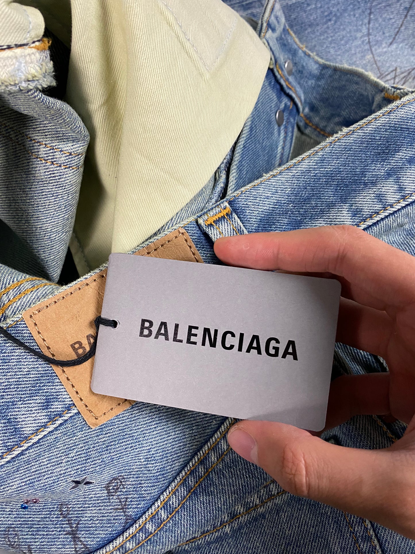 Balenciaga AW22 rhinestone jeans SZ:XS|S