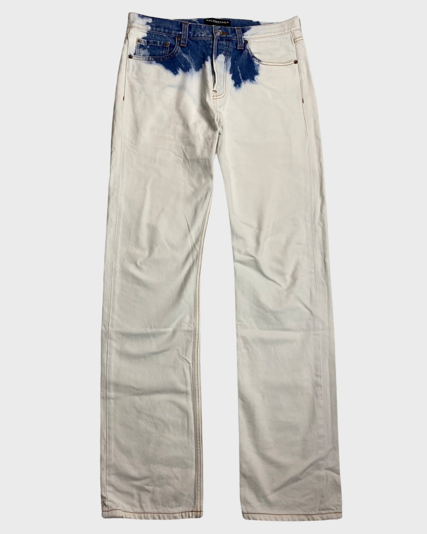 Balenciaga SS18 runway bleached jeans straight fit japanese denim SZ:W31