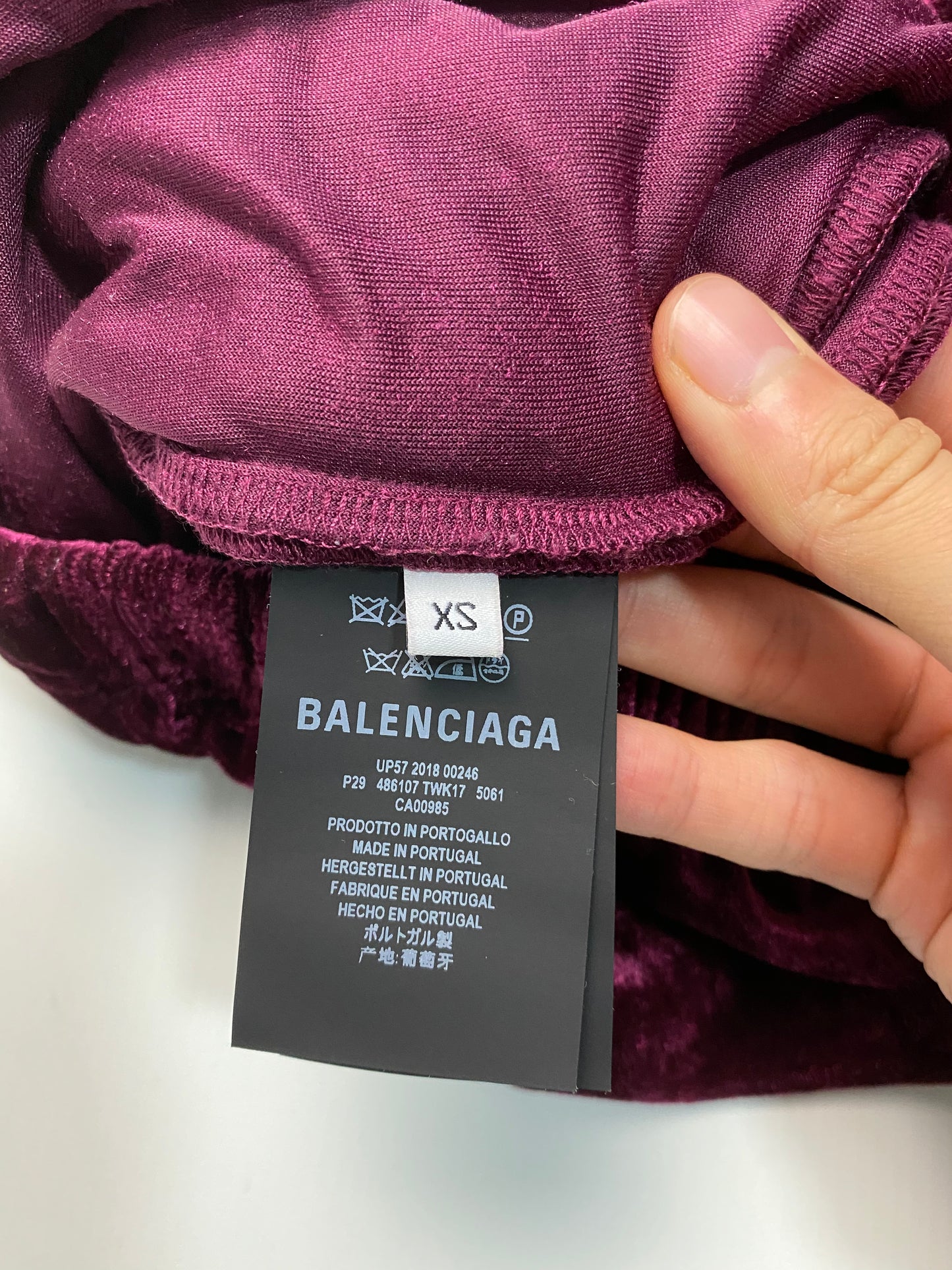 Balenciaga AW17 runway velvet burgundy sweatpants SZ:XS