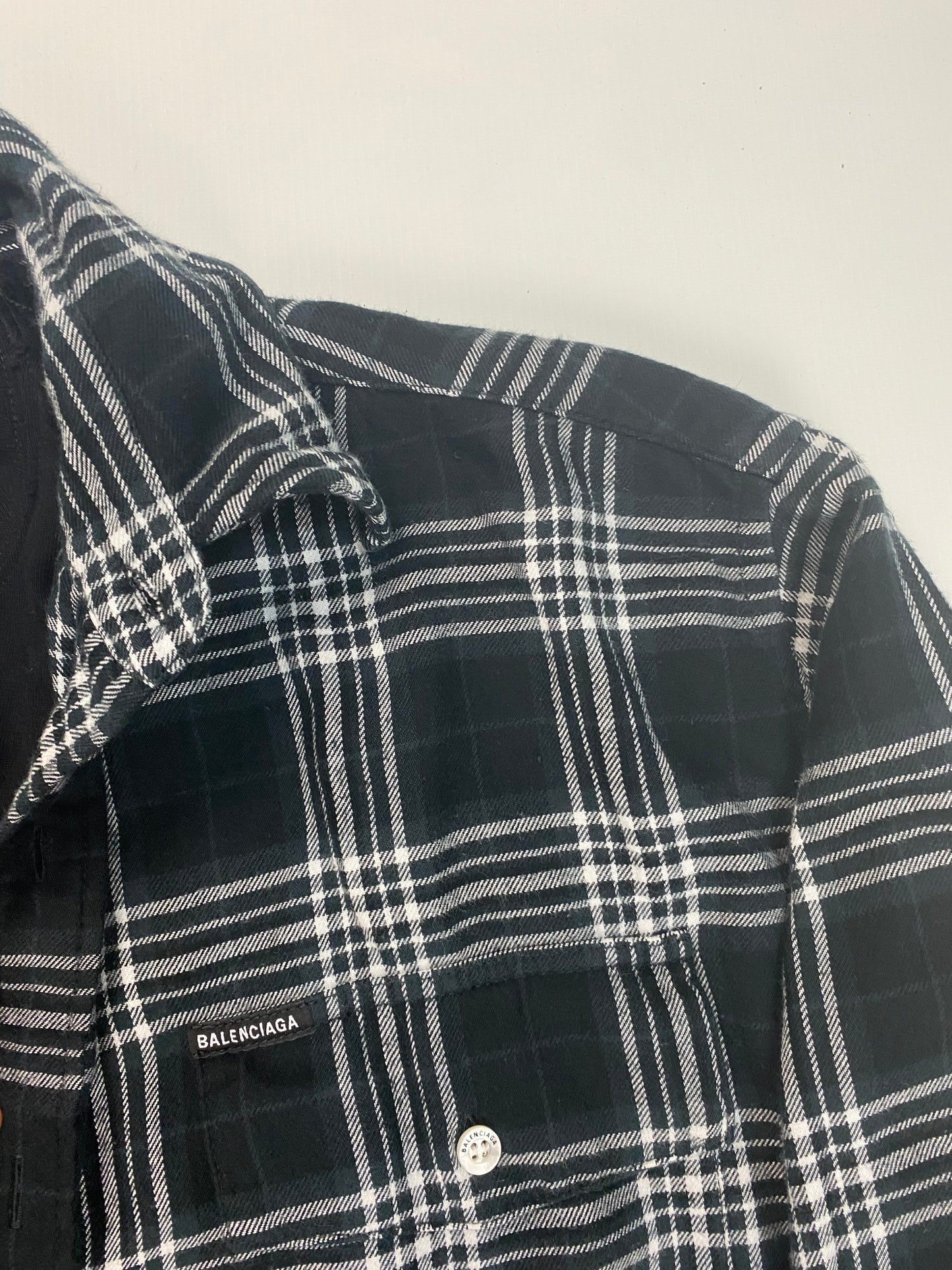 Balenciaga oversized trompe l’oeil tshirt flannel shirt SZ:1