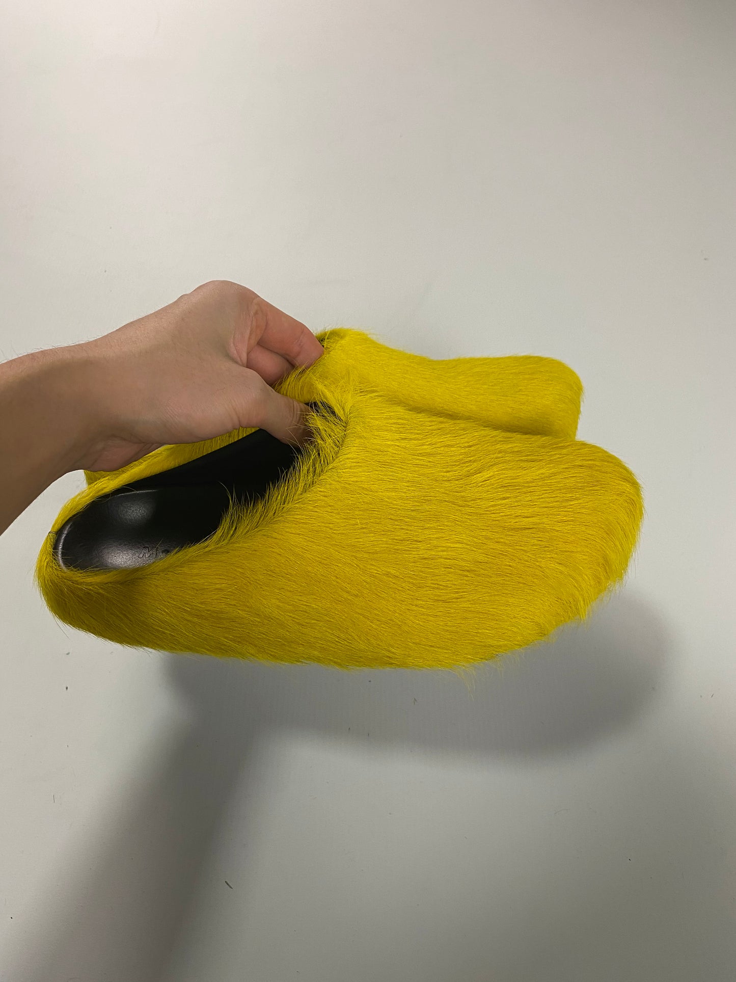 Marni sabot ponyhair furry sabot mules in lemon yellow SZ:41