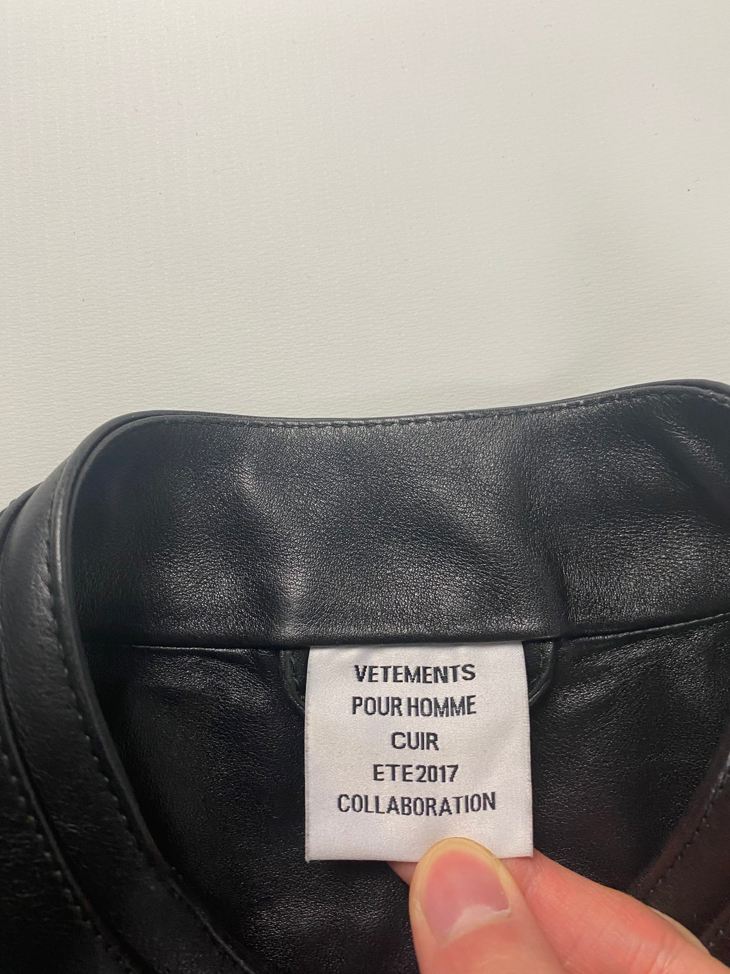 Vetements SS17 runway Polizei moto racing leather jacket in black SZ:S