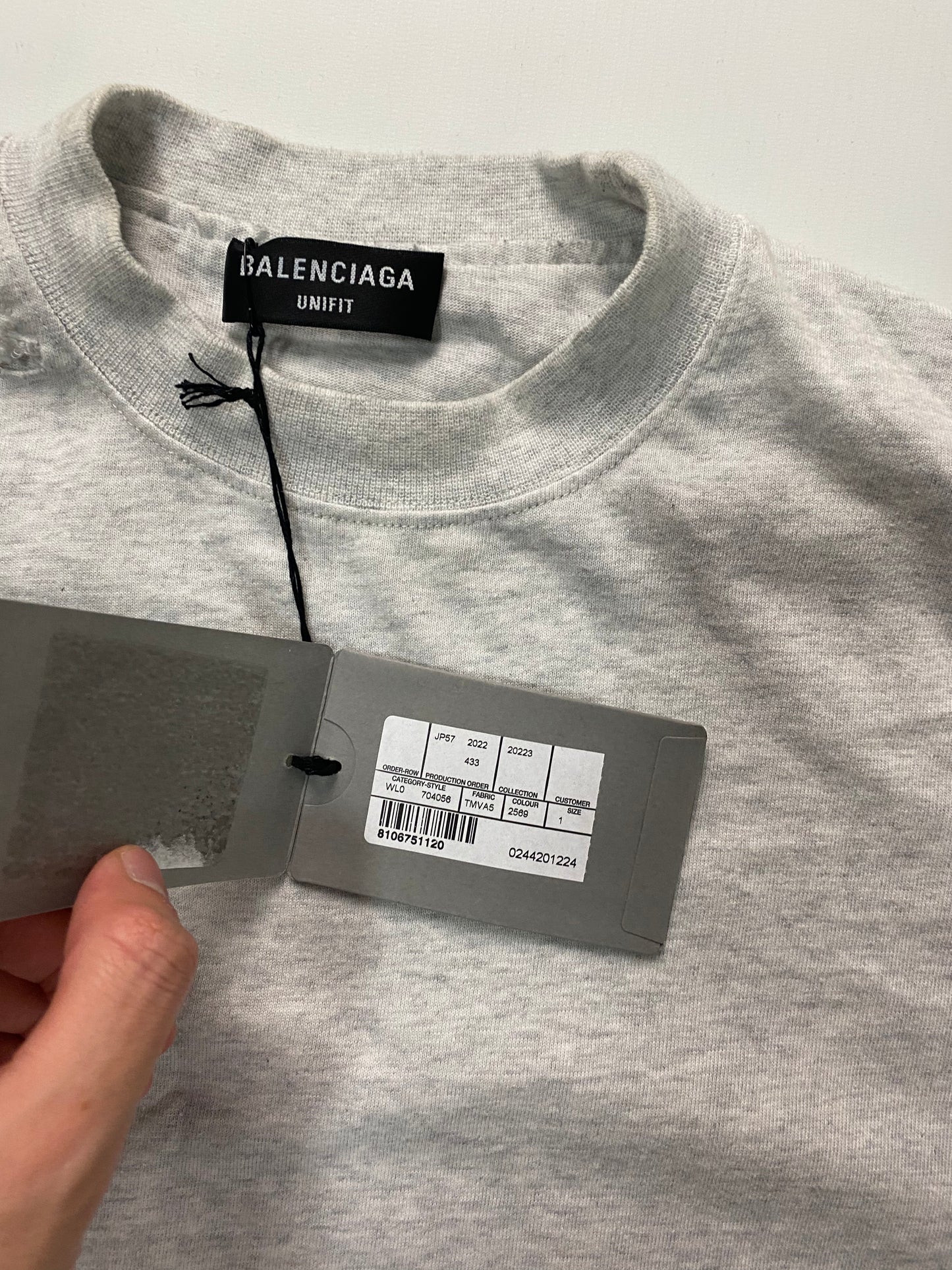 Balenciaga double layered destroyed T-Shirt in grey SZ:1