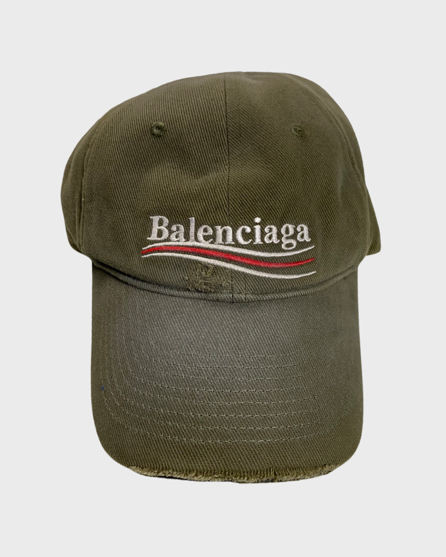 Balenciaga distressed campaign cap khaki green SZ:L