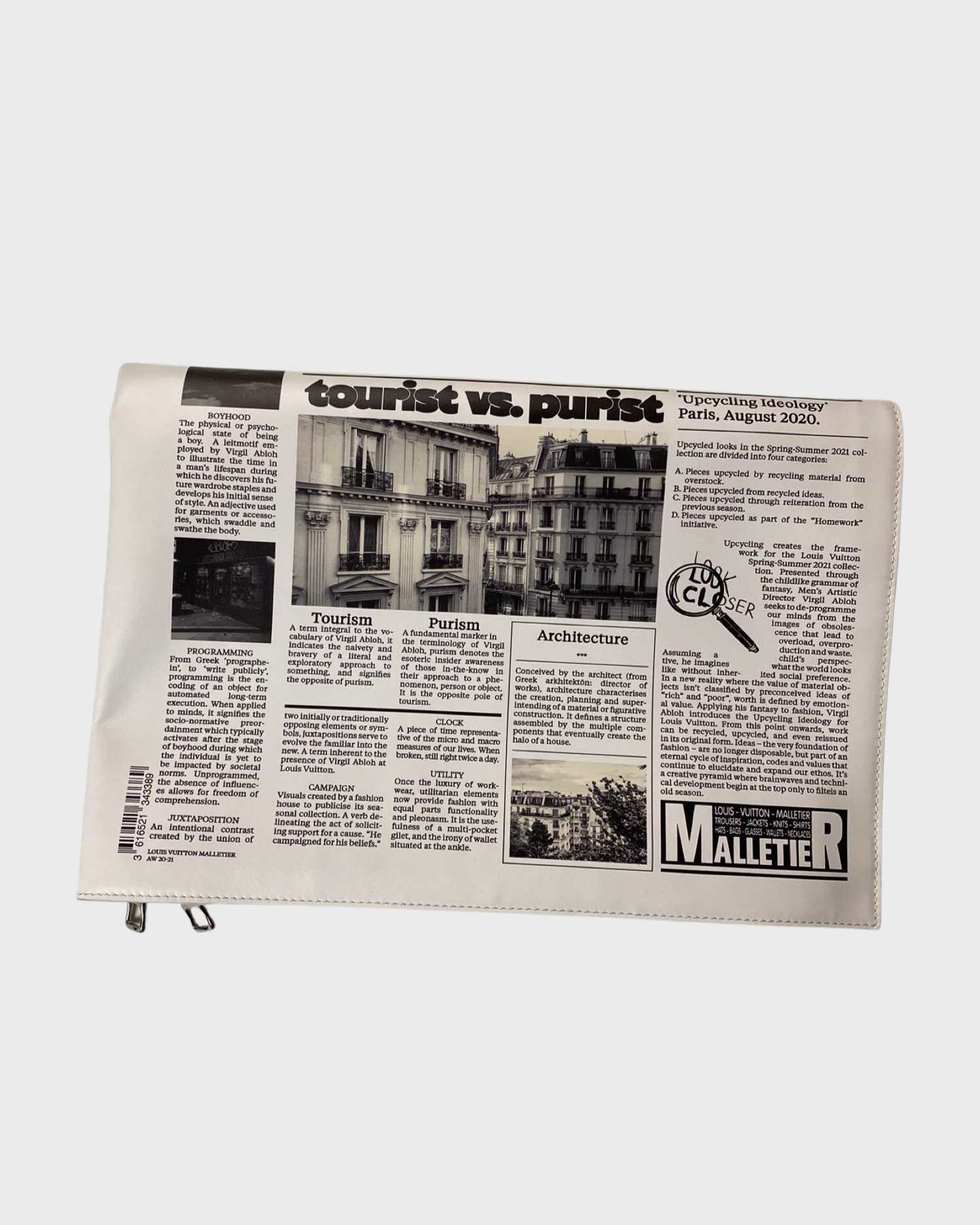 Louis Vuitton × Virgil Abloh AW21 Tourist vs Purist newspaper bag