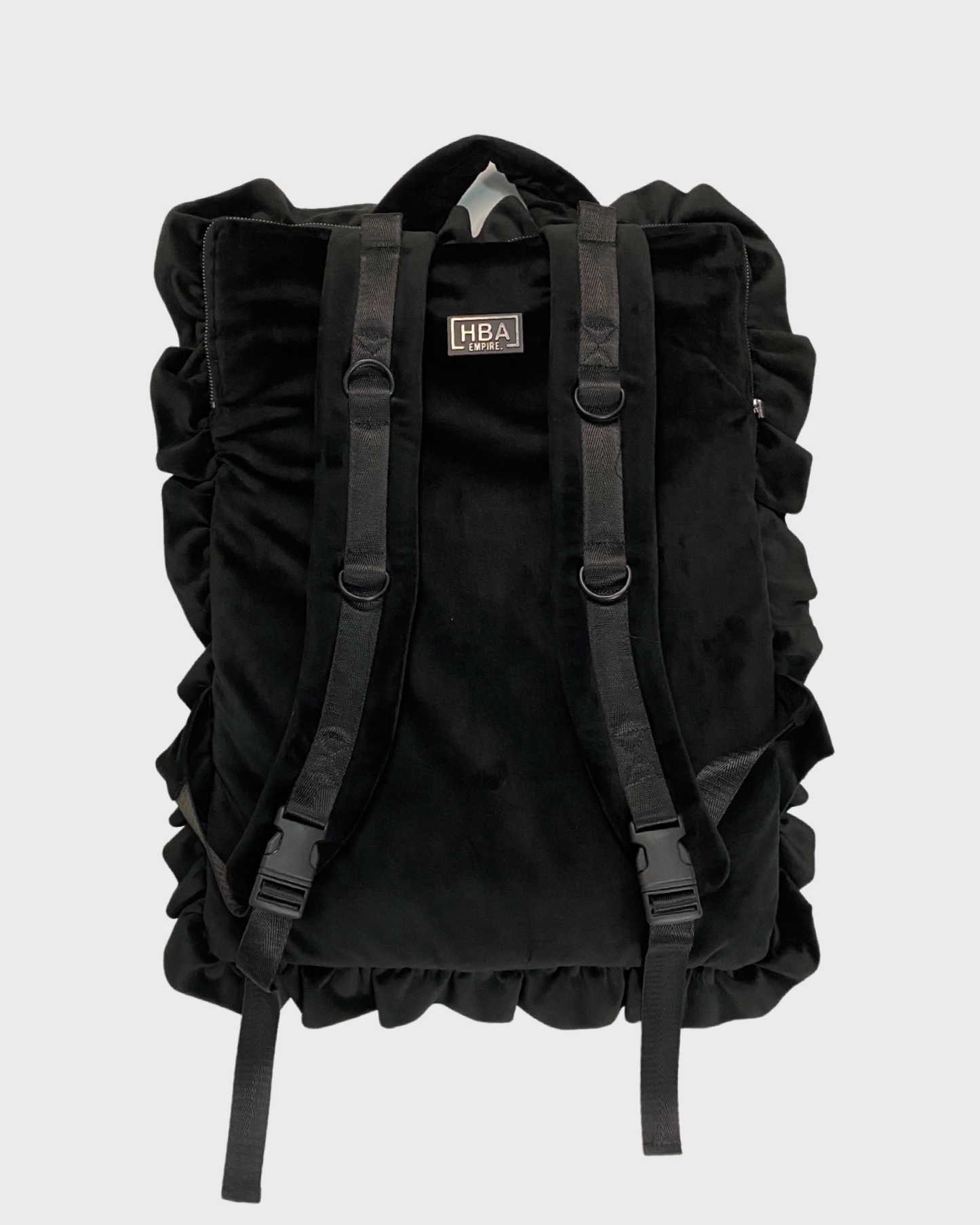 HBA velour / velvet pillow backpack in black SZ:OS