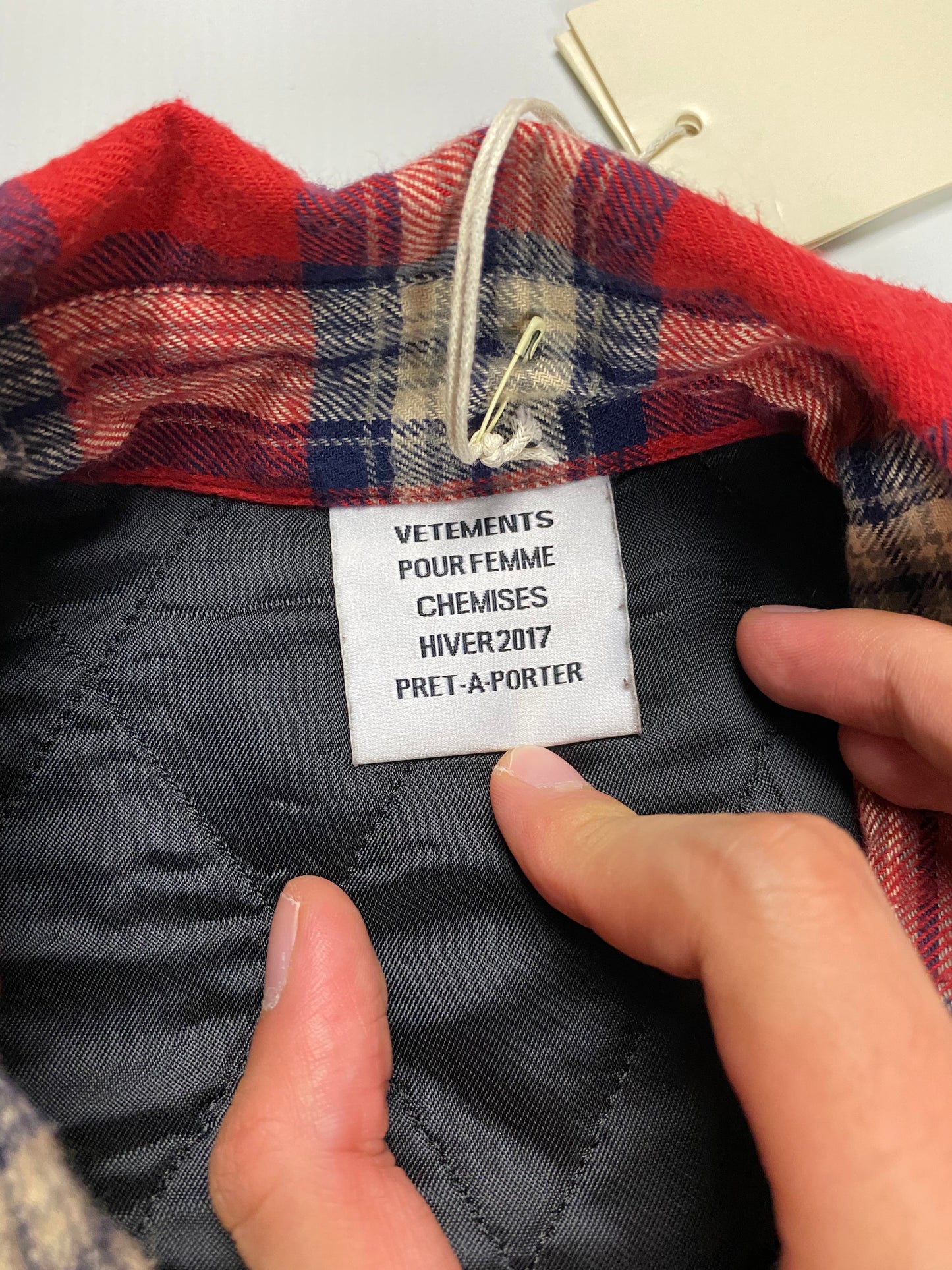 Vetements AW16 checkered football ring flannel shirt SZ:S