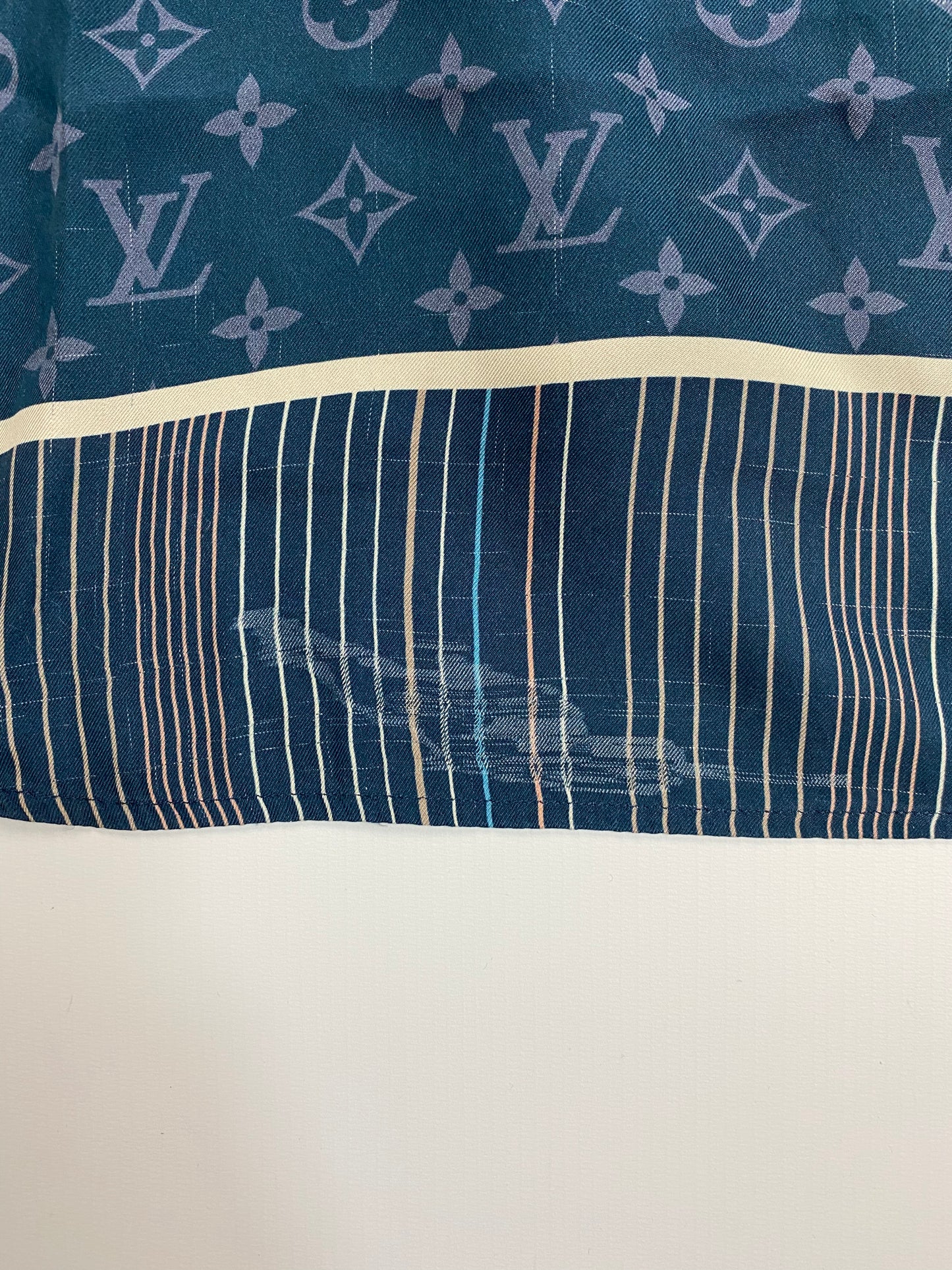 LV AW17 runway airplane silk monogram longsleeve pajama shirt SZ:M