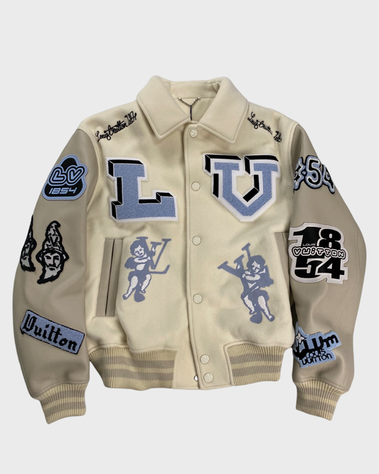 LV AW22 creme white bunny varsity jacket SZ:48