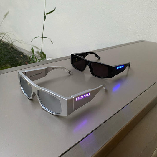 BALENCIAGA SILVER LED FRAMES SUNGLASSES SHADES SZ:OS